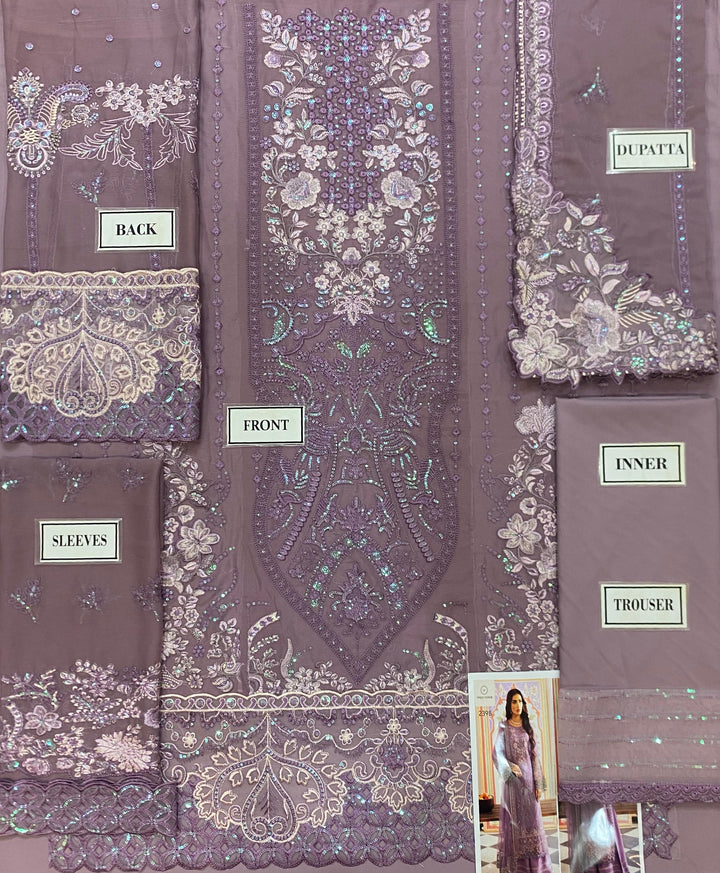 Embroidered Chiffon Suit-Aarasta