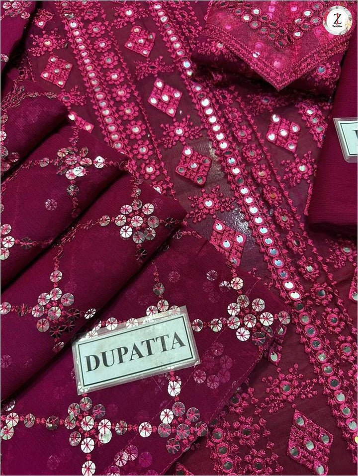 Embroidered Chiffon Suit-Aarasta