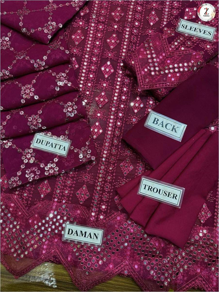 Embroidered Chiffon Suit-Aarasta