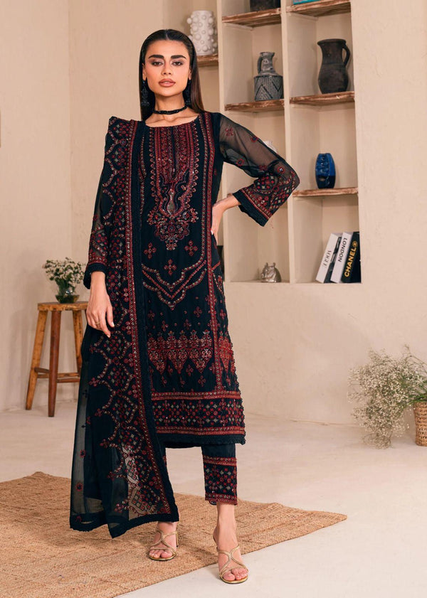 Noora Chiffon Suit-Black-Chiffon-Aarasta