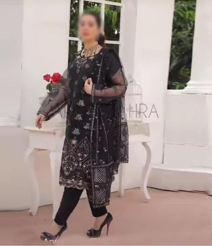 Tawakal Organza Suit-Black-Organza-Aarasta