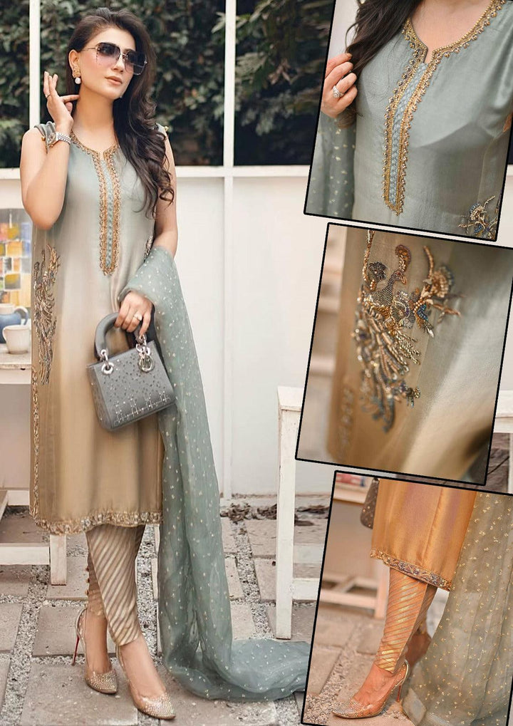 Peacock Silk Suit-Grey-Silk-Aarasta