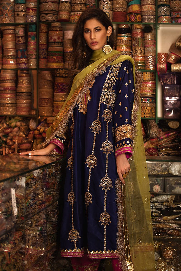 Bisma Khan Chiffon Suit-Navy-Chiffon-Aarasta