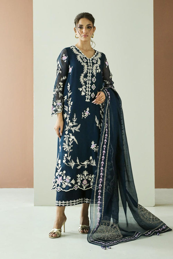 Zainab Fawad Organza Suit-Navy-Organza-Aarasta