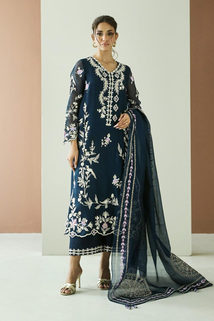 Zainab Fawad Organza Suit-Navy-Organza-Aarasta