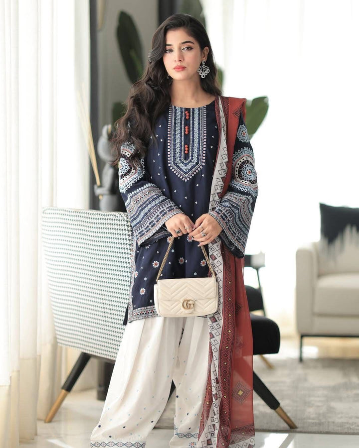 Rangreza Silk Suit-Navy-Silk-Aarasta