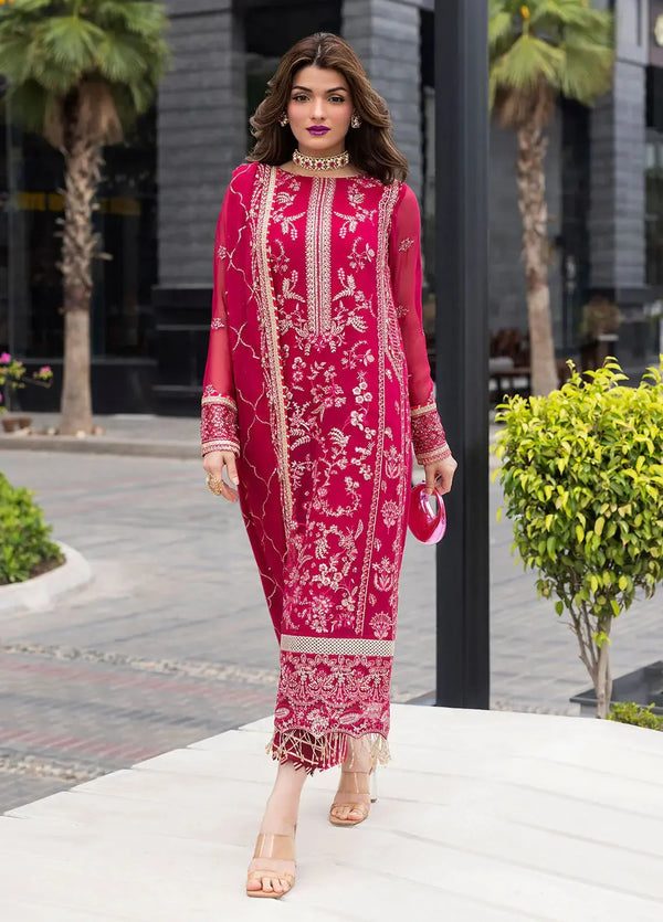 Sahane Chiffon Suit-Red-Chiffon-Aarasta