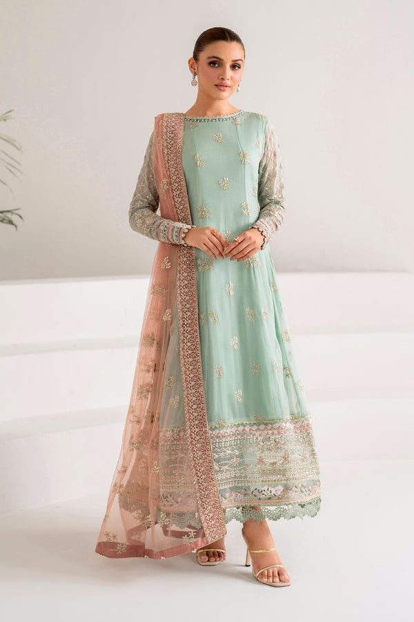 Xenia Chiffon Suit-Sea Green-Chiffon-Aarasta
