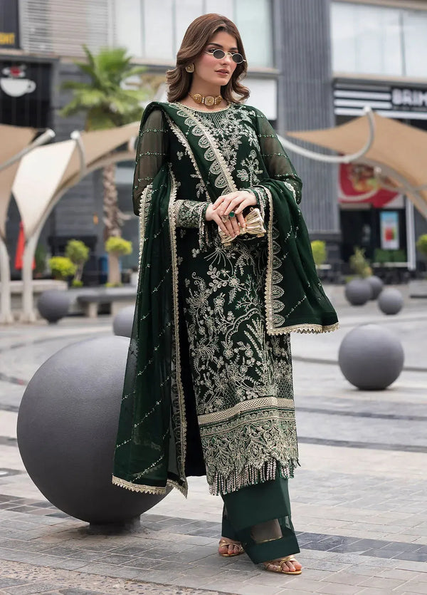 Ramsha Chiffon Suit-Green-Chiffon-Aarasta