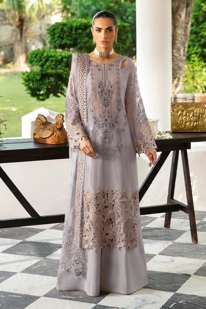 Ramsha Chiffon Suit-Grey-Chiffon-Aarasta