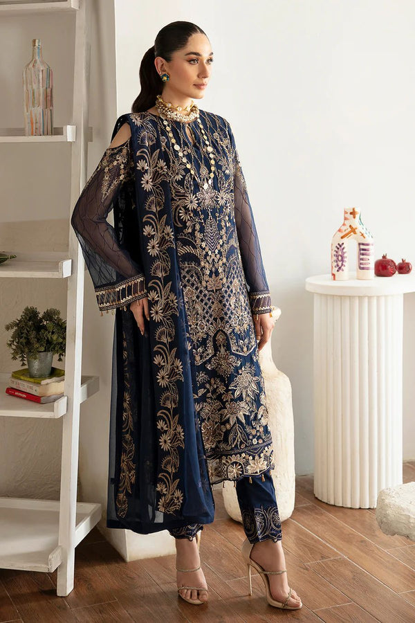 Ramsha Chiffon Suit-Navy-Chiffon-Aarasta