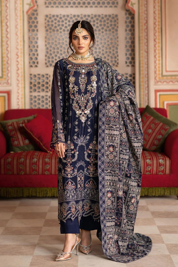 Ramsha Chiffon Suit-Navy-Chiffon-Aarasta