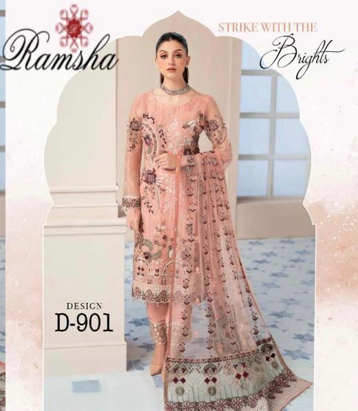 Ramsha Organza Suit-Peach-Organza-Aarasta