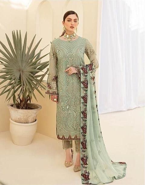 Ramsha Chiffon Suit-White-Organza-Aarasta
