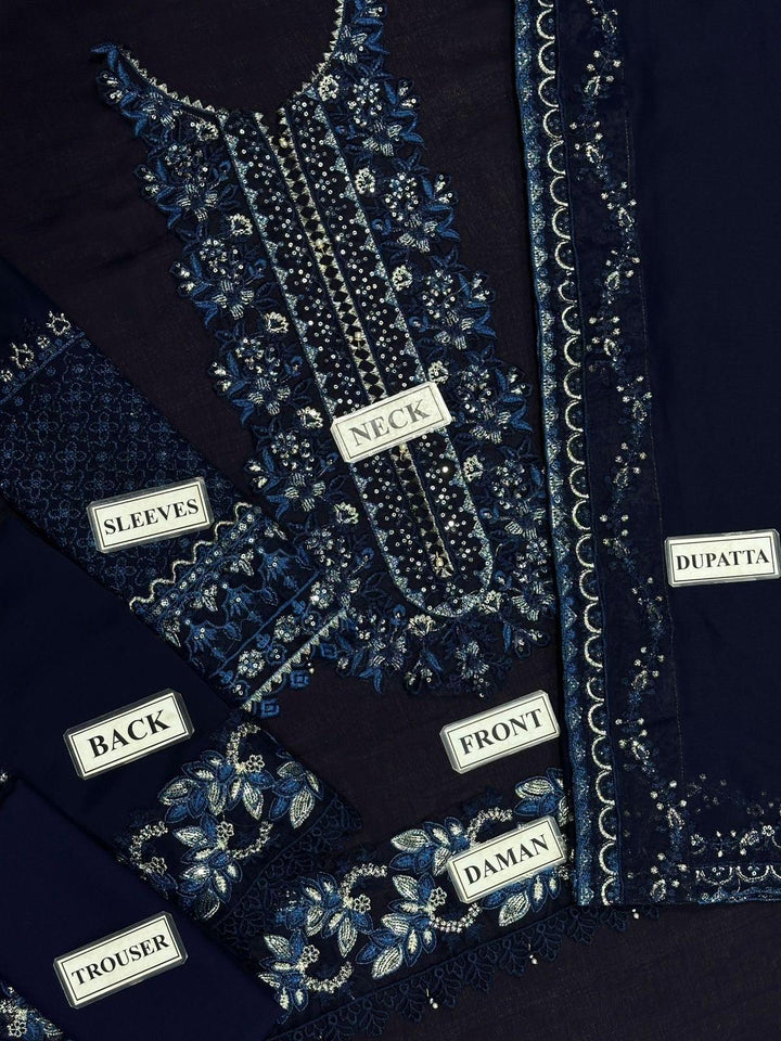 Sapphire Chiffon Suit-Aarasta