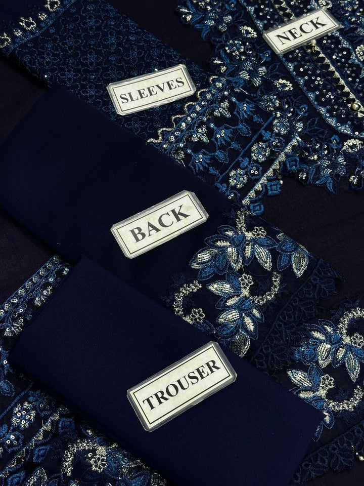 Sapphire Chiffon Suit-Aarasta