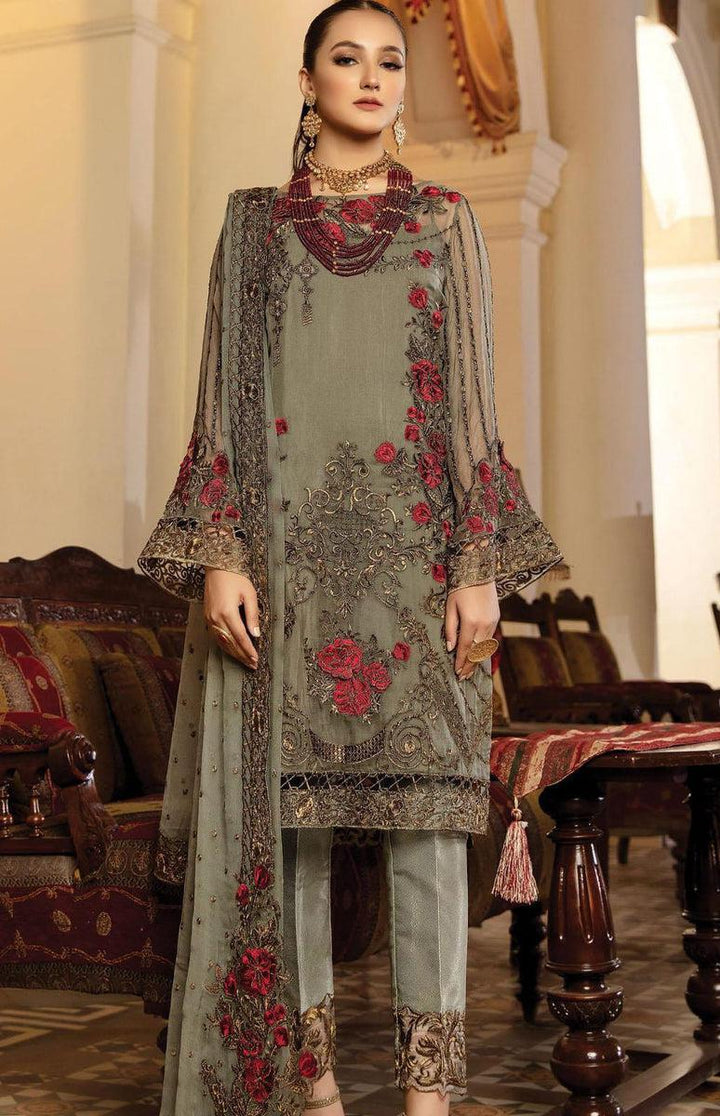 Serene Chiffon Suit-Green-Chiffon-Aarasta