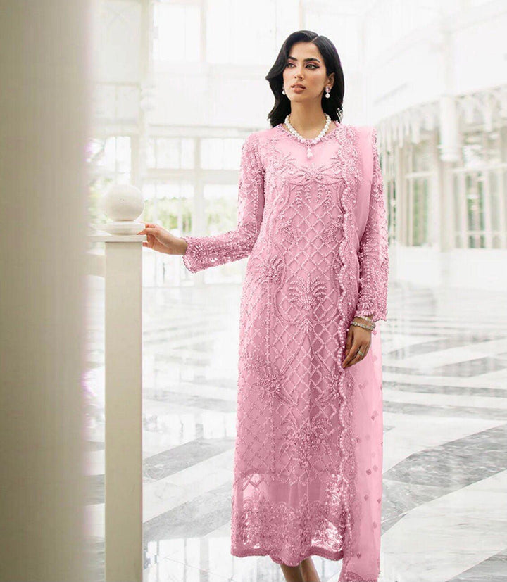 Serene Organza Suit-Pink-Organza-Aarasta