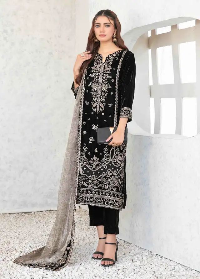 Tawakkal Velvet Suit-Black-Velvet-Aarasta