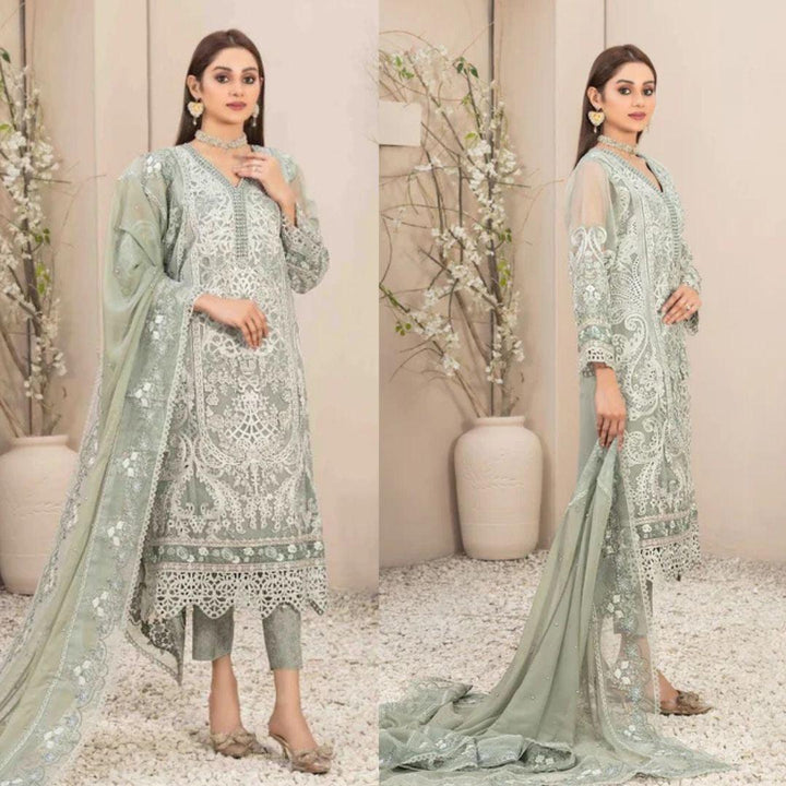 Tawwakal Organza Suit-Green-Organza-Aarasta