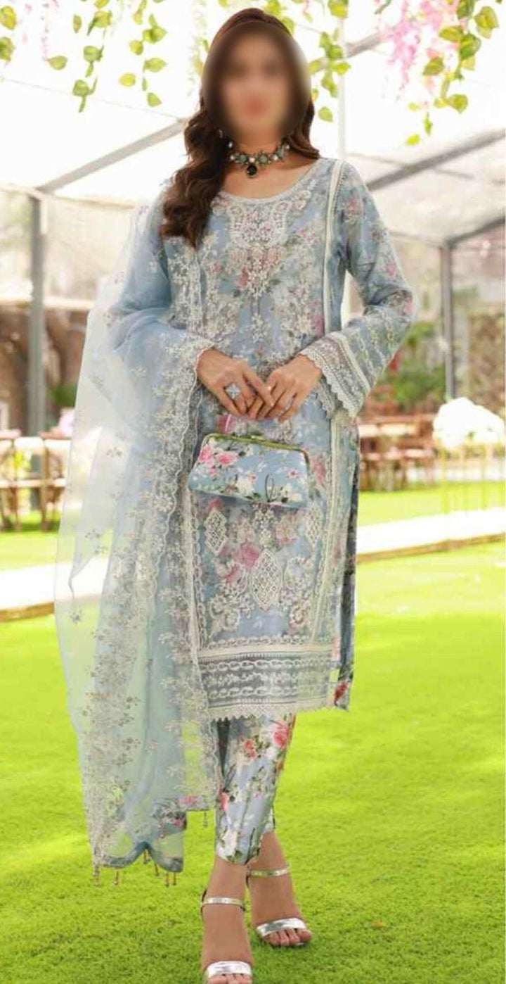 Tawakkal Organza Suit-Grey-Organza-Aarasta