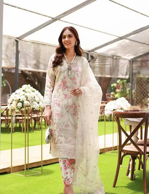 Tawakkal Organza Suit-Off White-Organza-Aarasta