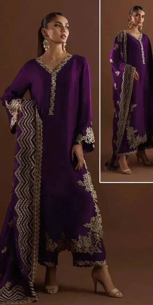 Zainab Chottani Silk Suit-Aarasta