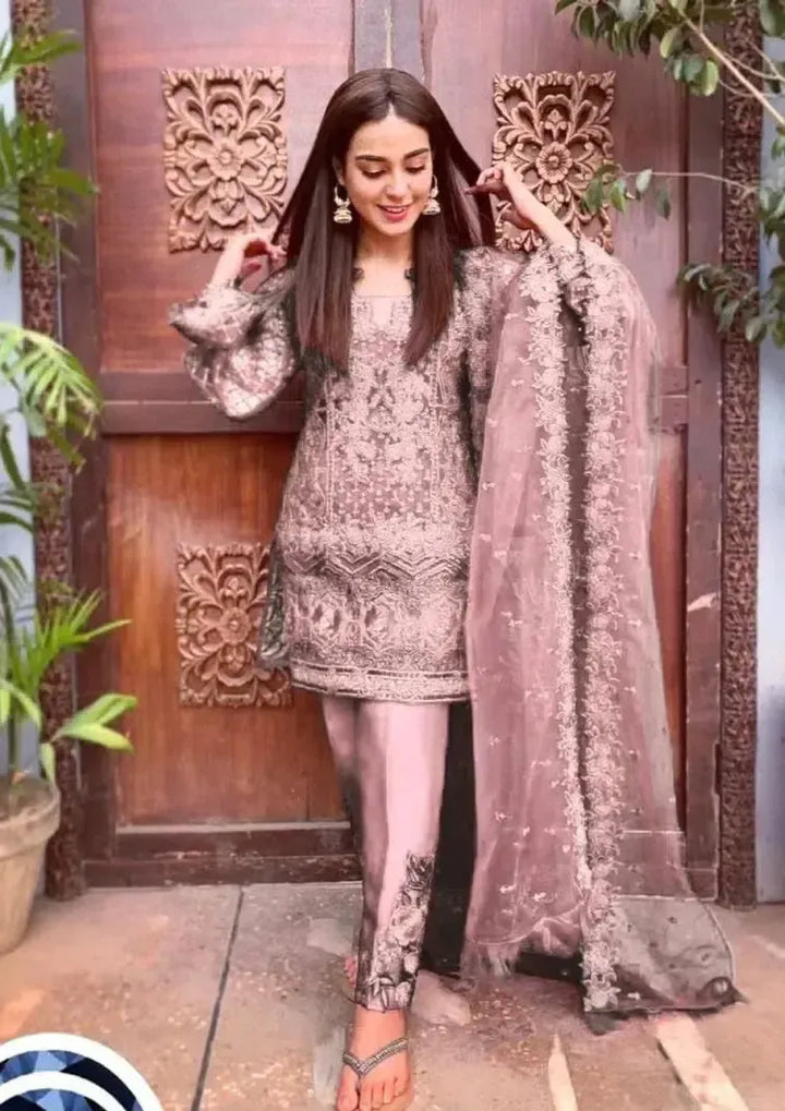 Zainab Chottani Net Suit-Grey-Net-Aarasta