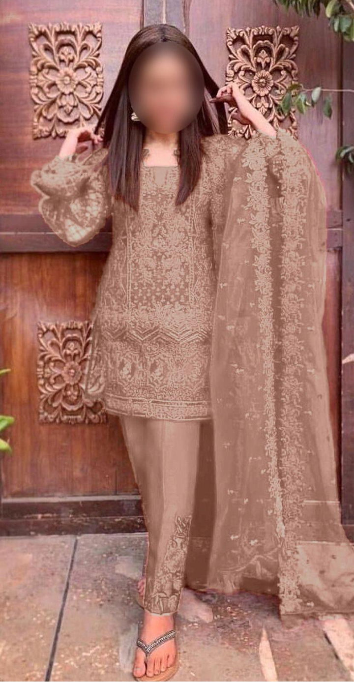 Zainab Chottani Net Suit-Peach-Net-Aarasta