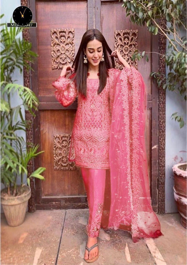 Zainab Chottani Net Suit-Pink-Net-Aarasta