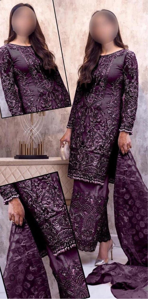 Zainab Chottani Net Suit-Purple-Net-Aarasta