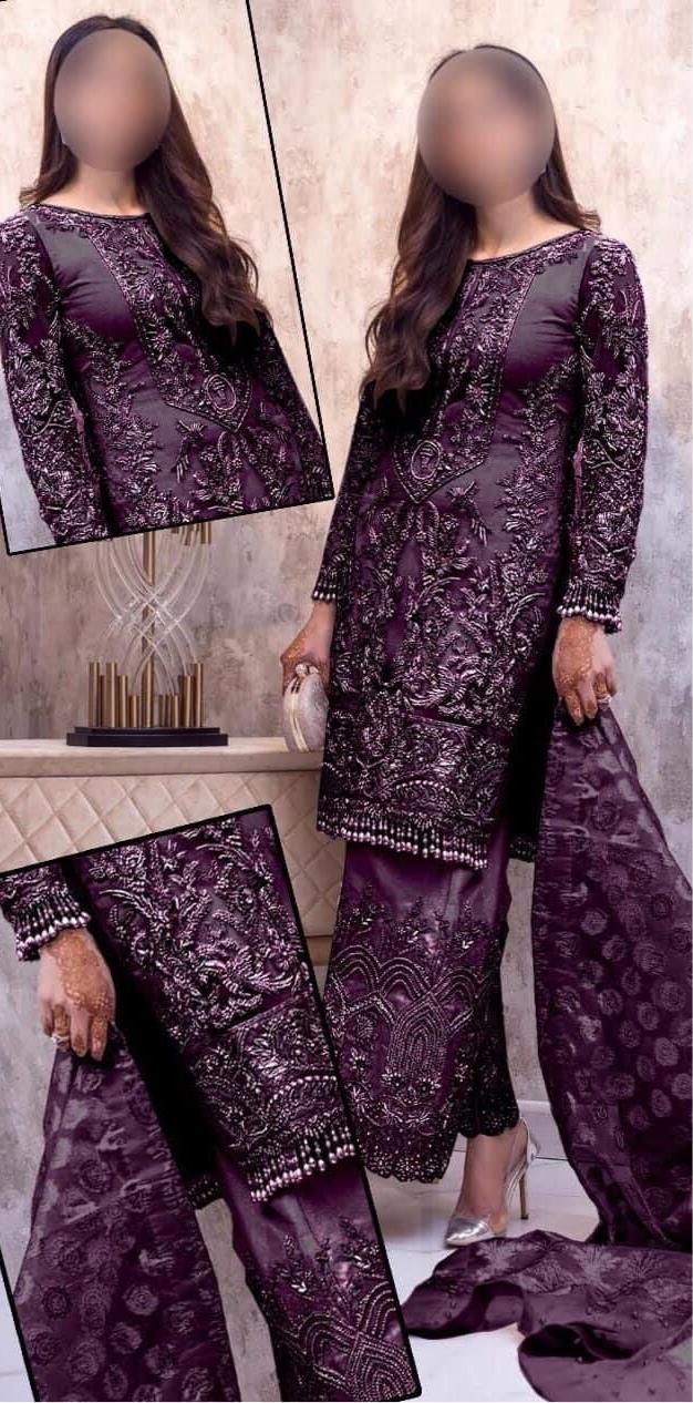 Zainab Chottani Net Suit-Purple-Net-Aarasta