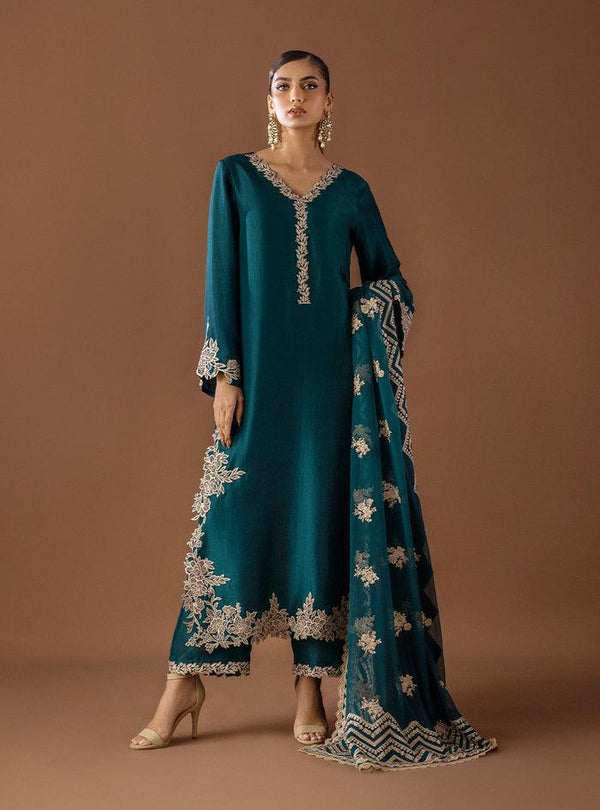 Zainab Chottani Silk Suit-Zinc-Silk-Aarasta
