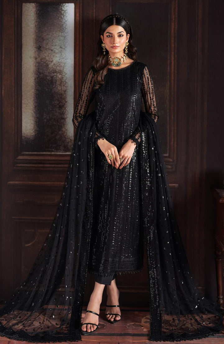 Zarif Chiffon Suit-Black-Chiffon-Aarasta