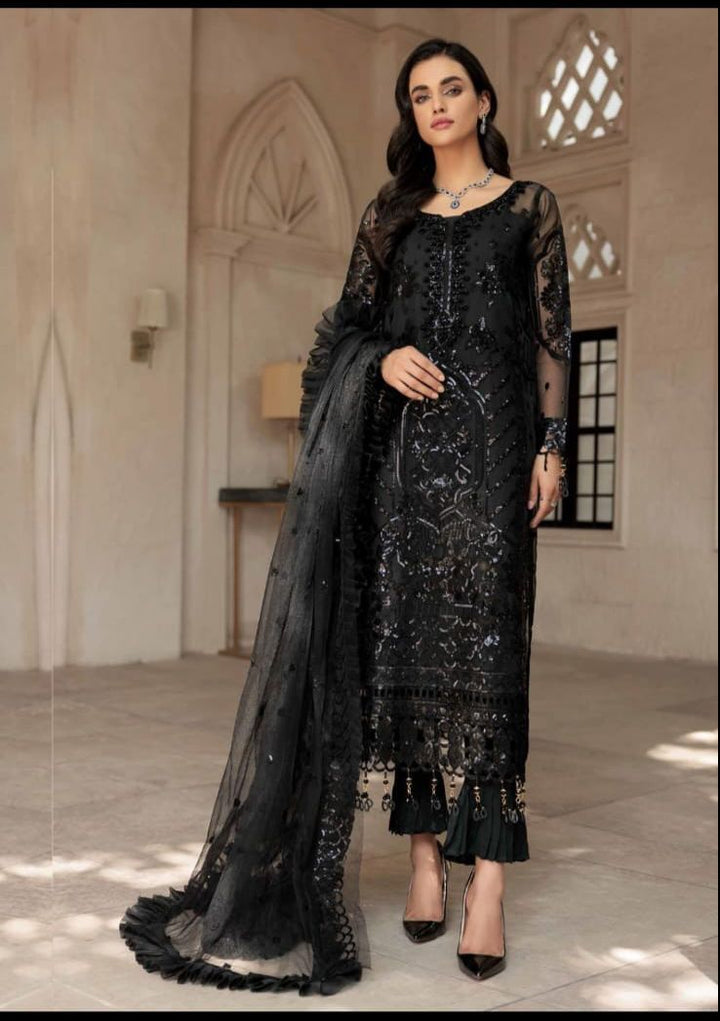 Zimmil Organza Suit-Black-Organza-Aarasta